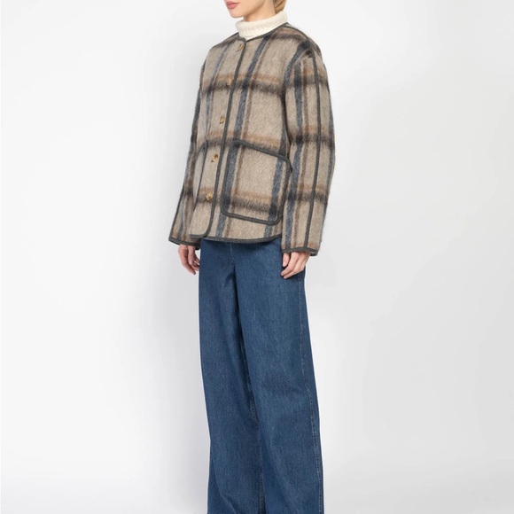 Tanya Taylor Lightweight Plaid Shirt Jacket Brown and Gravy - Picture 7 of 7